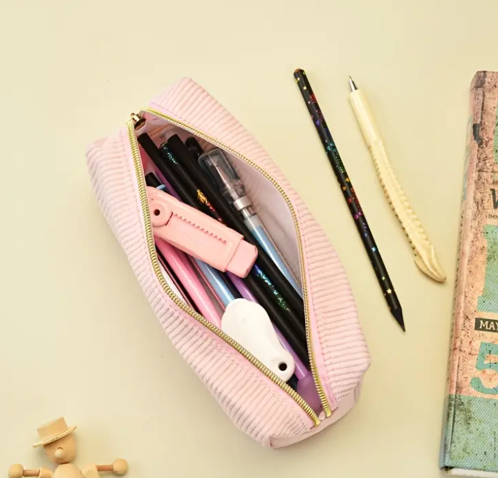 trousse écolière en polyester durable avec fermeture éclair, noir