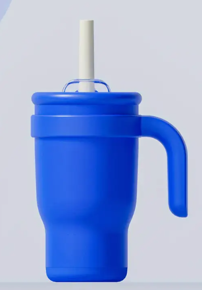 Gobelet Isolé en Acier Inoxydable de 14 oz avec Poignée et Paille - Étanche, Sans BPA