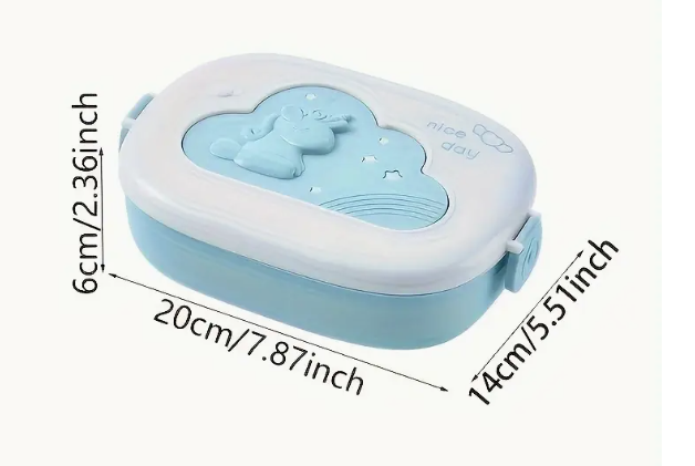 LunchBox Portable Micro-Ondable – Design Cartoon Vert et Blanc