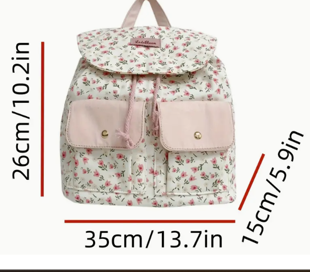 Sac à Dos Floral Femme – Grande Capacité Rose Pastel