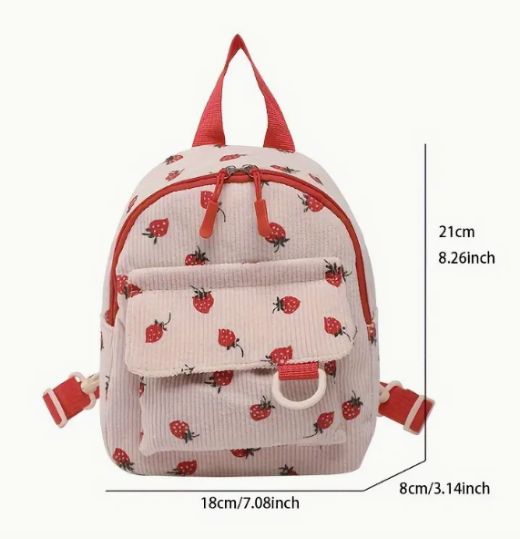 Sac à Dos Imprimé Fraise – Fermeture à Glissière