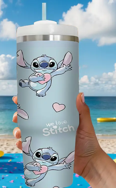 Gourde Disney Stitch – Acier Inoxydable avec Paille (Dupe Stanley )