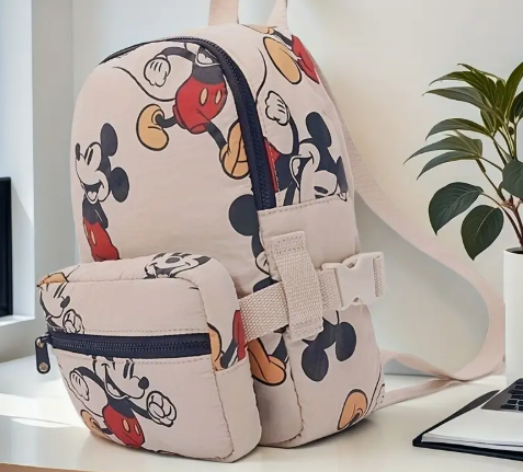 Sac à Dos Spécial Rentrée Scolaire Mickey Mouse, Sac Léger Unisexe Imprimé avec Pochette Amovible et Bretelle Réglable