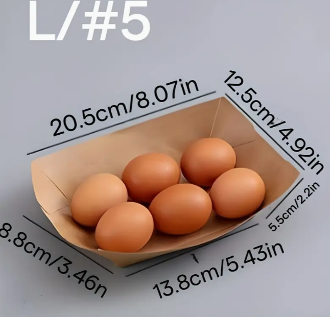 Lot de 50 plateaux alimentaires jetables en papier kraft