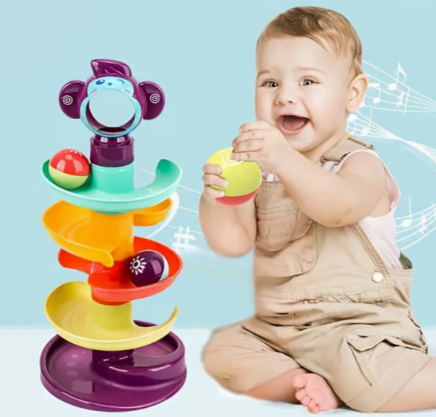 Jouet éducatif de tour de piste de ballon - Billes roulantes et pivotantes