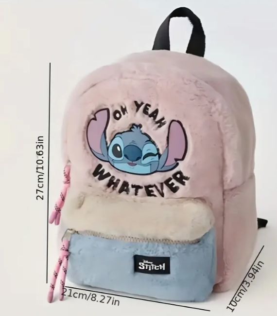 Sac à Dos Stitch – Polyester Doux - Bicolore Rose & Bleu