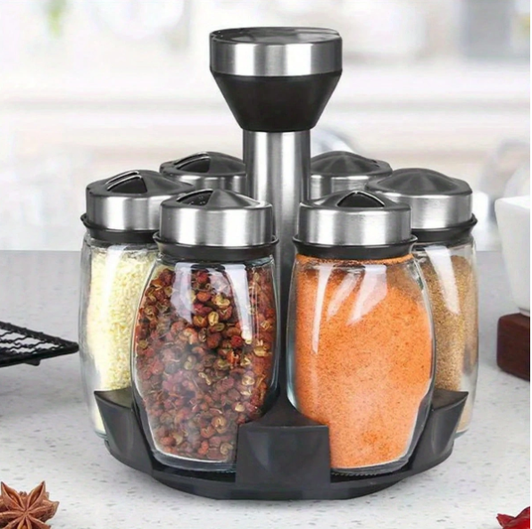 Ensemble De 7pcs/set Étagère De Bocal D'épices En Verre