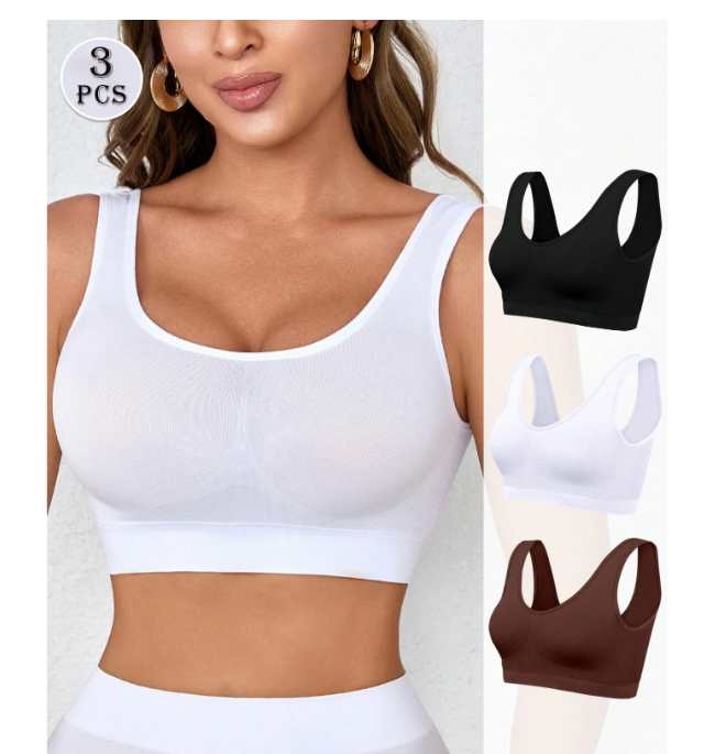 Soutien-gorge de sport sans couture et confortable, 3 pièces