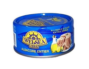 WELSEA - Miettes de thon ALBACOR Entier à l'huile d'OLIVE  - 160G