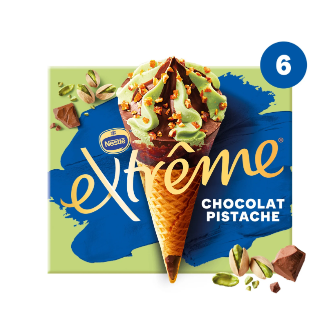 EXTRÊME - Glace Cône chocolat pistache  X6 - 426g