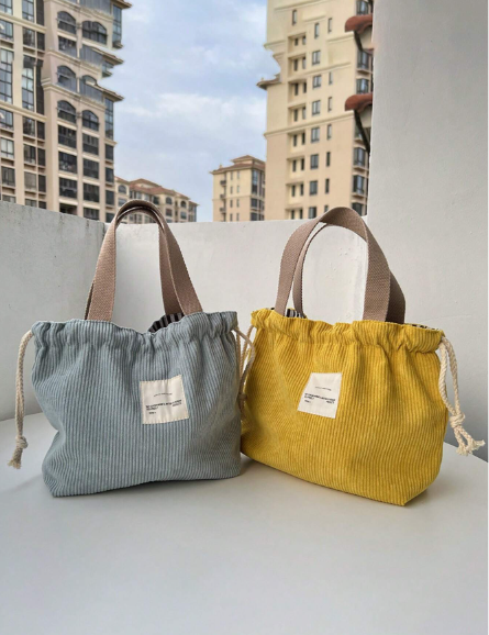 Sac à déjeuner en velours côtelé