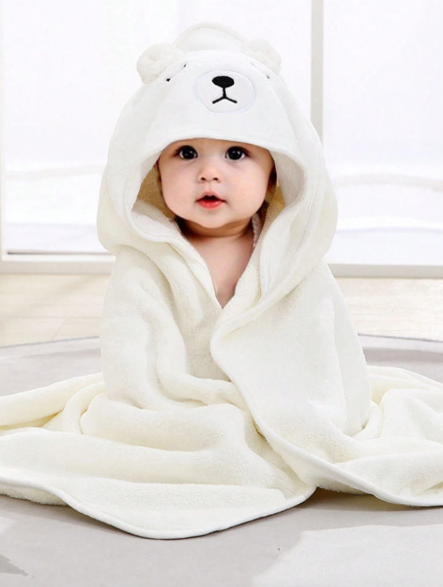 Peignoir de bain en polylester à capuche- Couleur blanche