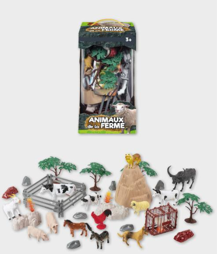 Boite Géante Animaux De La Ferme Kit Jeu Éducatif Éveil Imagination Enfants Accessoires Décor Rural
