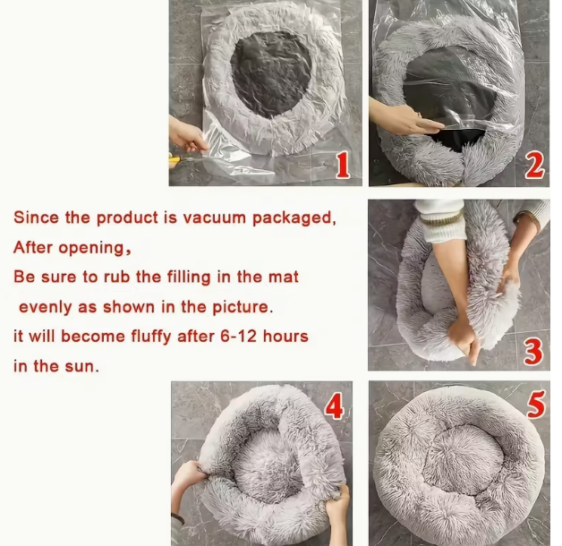 Lit pour chien et chat grand format épais en peluche ronde et longue, 100 cm