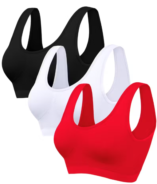 Lot de 3 Soutiens-Gorge de Sport Sans Couture pour Femmes – Taille M
