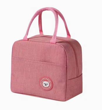 Sac à Lunch Isolé Motif Ours – Bento Thermique Non-Tissé - Rose