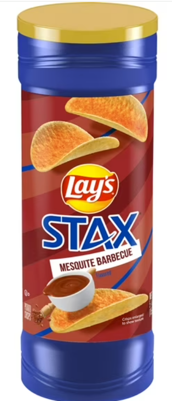 Chips Lay's Stax, saveur barbecue au mesquite, boîte de 156 g