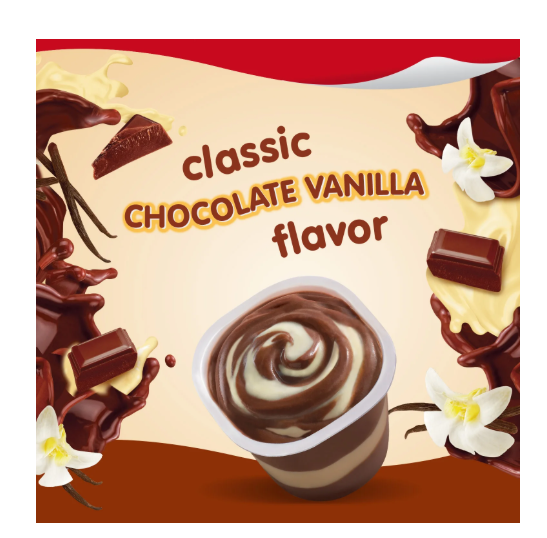 Snack Pack Pouding au chocolat et vanille , sachet de 4 pots de 92 g