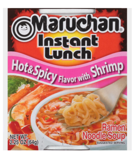 Maruchan Nouilles ramen instantanées aveur crevettes épicées,  pot de 64 g