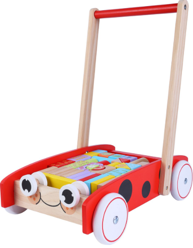 Trotteur en bois-Chariot 40 cubes bois