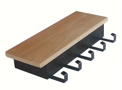 Porte-clés Murale en Bois avec 5 Crochets-Marron