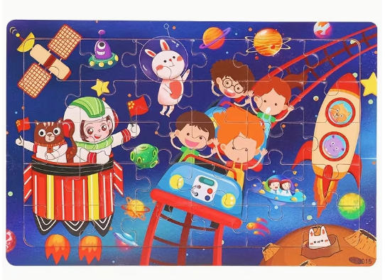 Lot de 30 puzzles en bois pour enfants exploration de l'espace