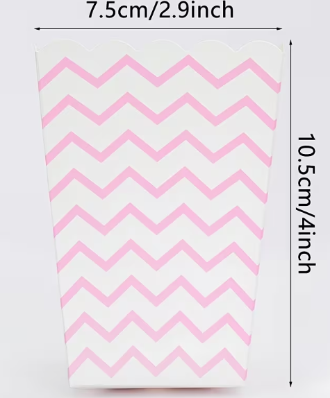 Boites de pop corn 20 pcs rose et blanc