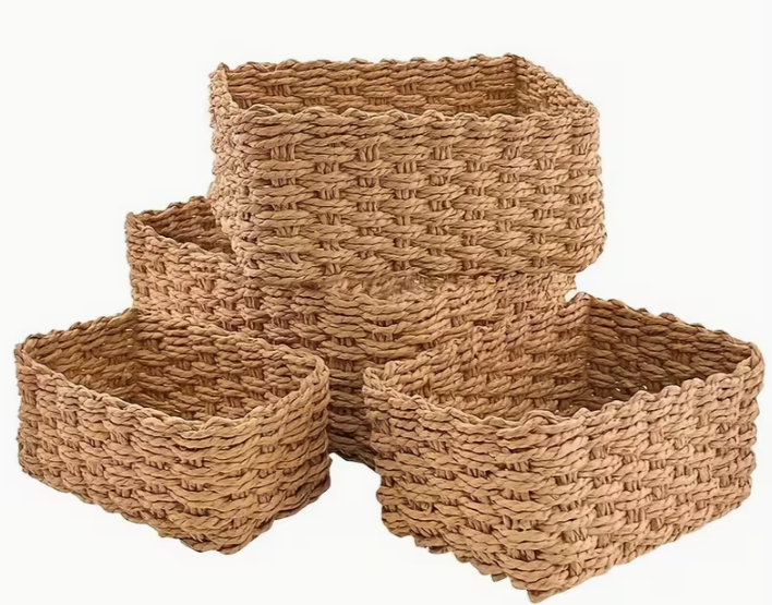 Lot de 4 Paniers de Rangement en Osier