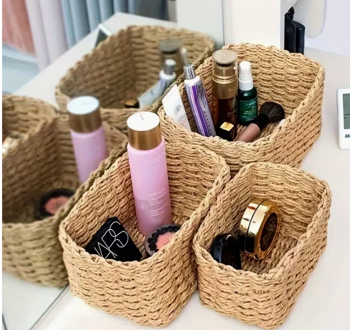 Lot de 4 Paniers de Rangement en Osier
