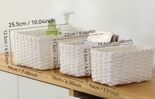 Lot de 3 Paniers de Rangement en Osier