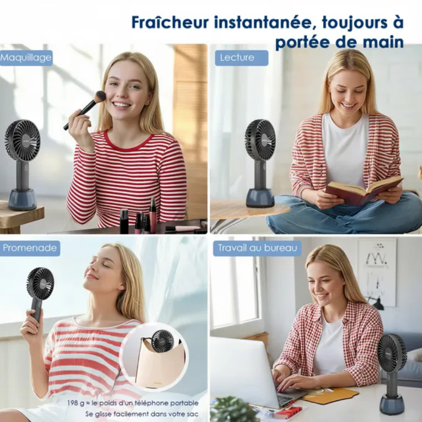 ORAIMO – Smart Hand Held Fan 2 – Ventilateur de Table avec Base Lumineuse – Noir