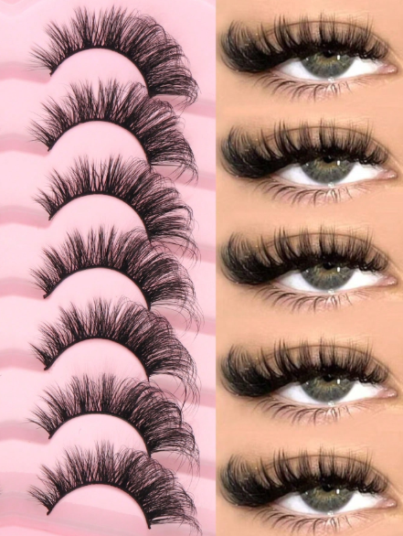 7 paires de faux cils russes volume DD – effet frisé & moelleux 3D