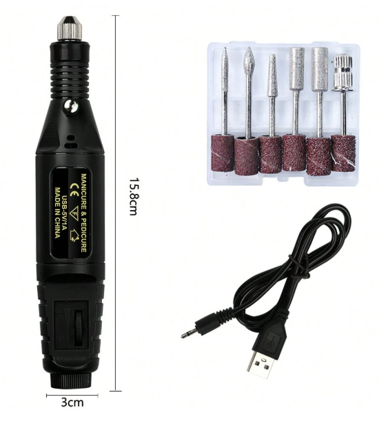 Ensemble de Machine à Polir les Ongles Professionnelle USB - NOIR
