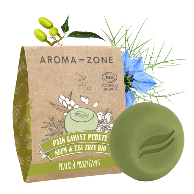 AROMAZONE-Pain lavant sans savon Pureté Neem & Tea tree BIO-50G