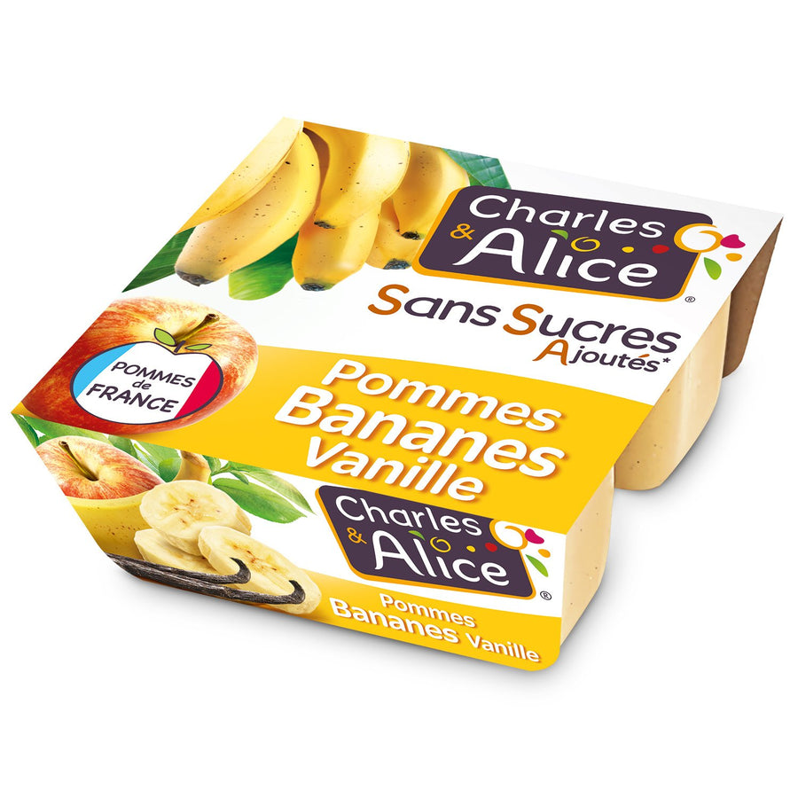 Compotes pomme banane vanille Charles & Alice 4x100g dispo à Dakar sur Dialy en 60min à Dakar