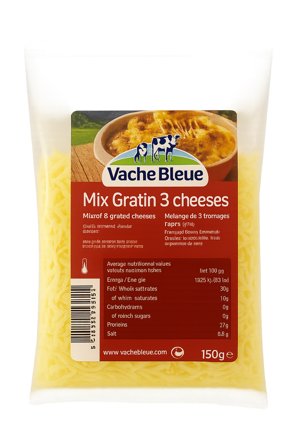 FROMAGE BLEUE - fromage râpé mix gratin 3 X cheeses 150G