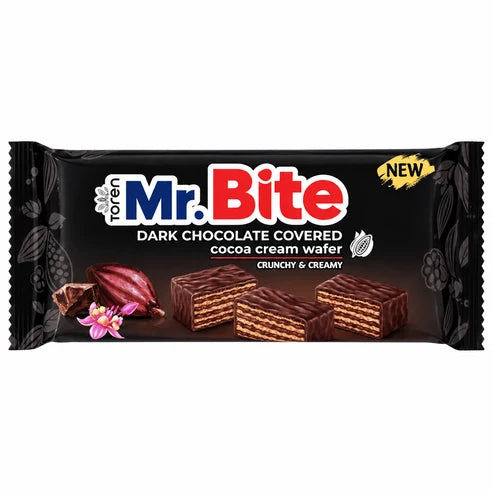 TOREN – Mr. Bite Snap – Gaufrette Enrobée de Chocolat Noir et Fourrée à la Crème de Cacao – 38 g