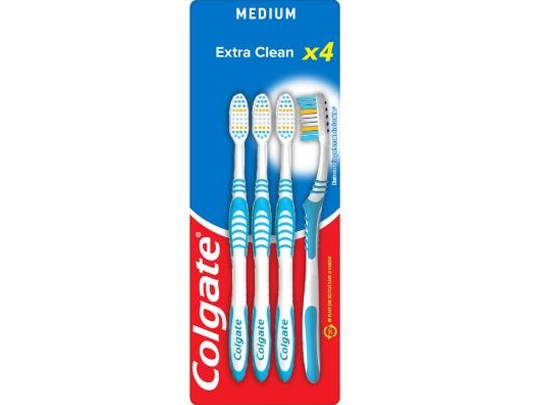 Pack de 4 brosses à dents Colgate Extra Clean pour un nettoyage efficace. Disponible à Dakar en 60min sur Dialy.sn