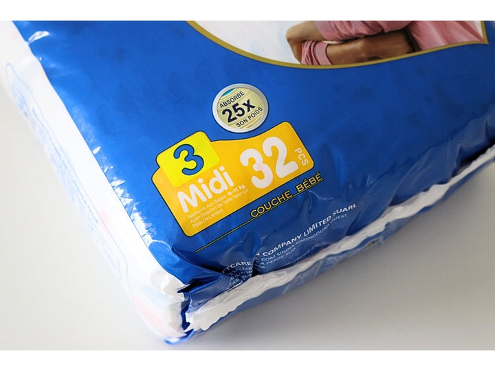 Softcare Gold  Pour Bébés - Taille 3 Midi de 6 à 11 kg - Pack Économique de 32 Couches