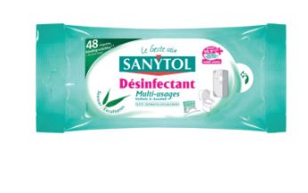Sanytol - Lingettes Désinfectantes Eucalyptus Multi-Usage x72 - Efficacité et Fraîcheur Assurées