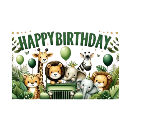 Décor de fond anniversaire – Thème aventure dans la jungle Dialy - Dakar 