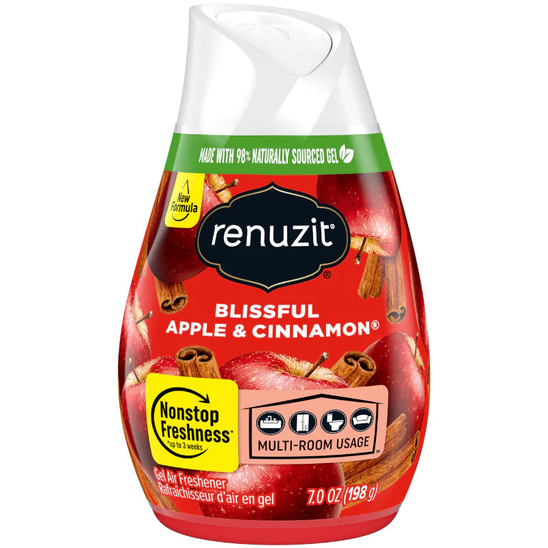 Renuzit – Désodorisant en Gel Solide Réglable Parfum Pomme & Cannelle – Fraîcheur Continue - 198 g