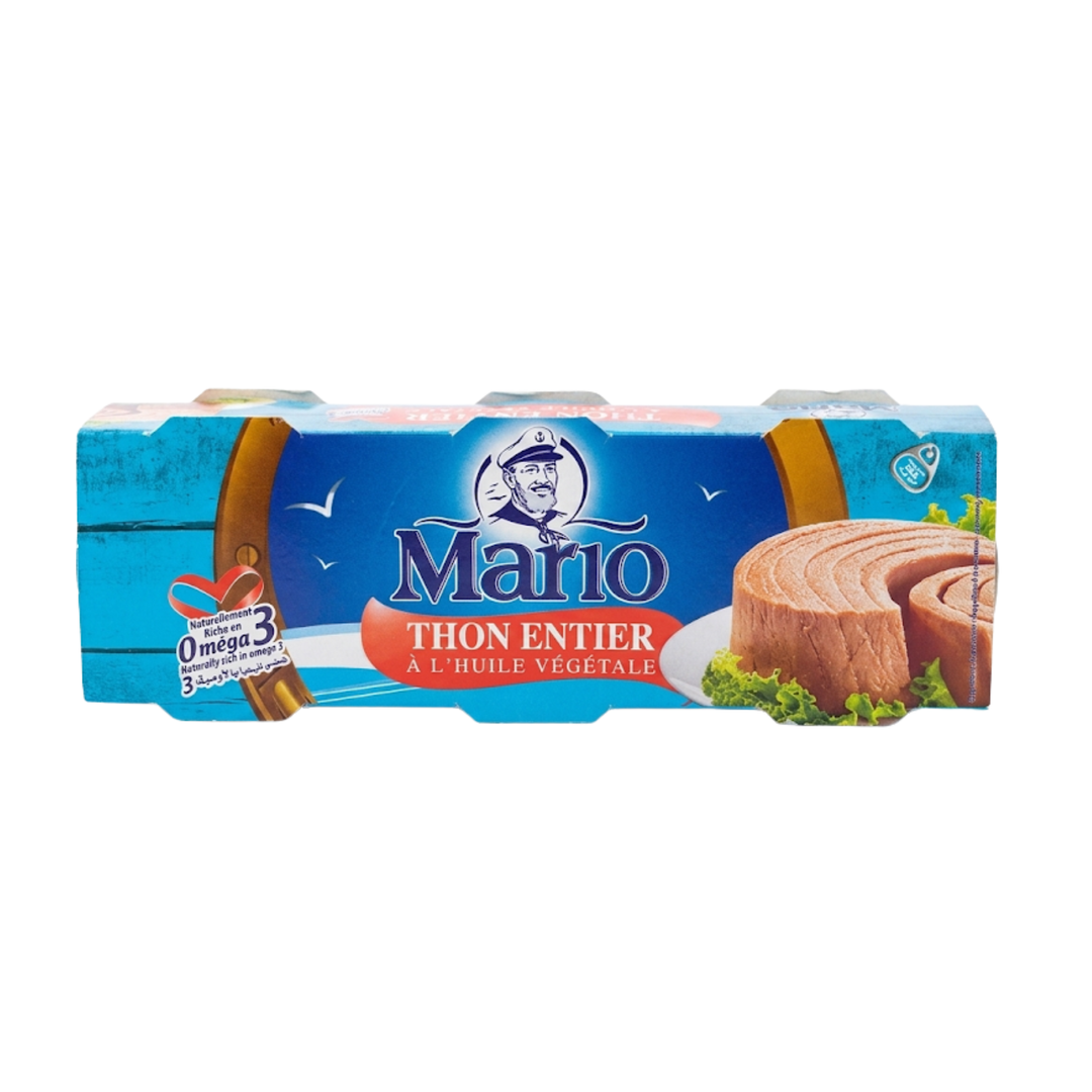 Mario – Thon Entier à l’Huile Végétale – 3 x 80 g