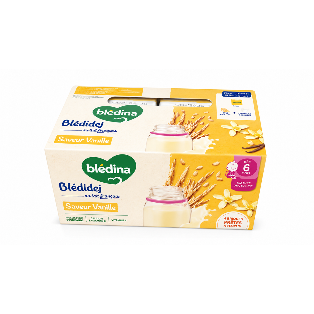 BLEDINA – Blédidej au Lait Français Saveur Vanille – Dès 6 Mois – 4 x 250 ml