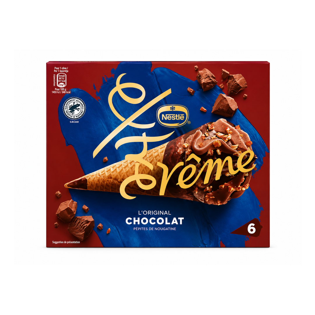 Extrême - L'original Chocolat aux Pepites de Nougatine - 6 cônes - 426 g