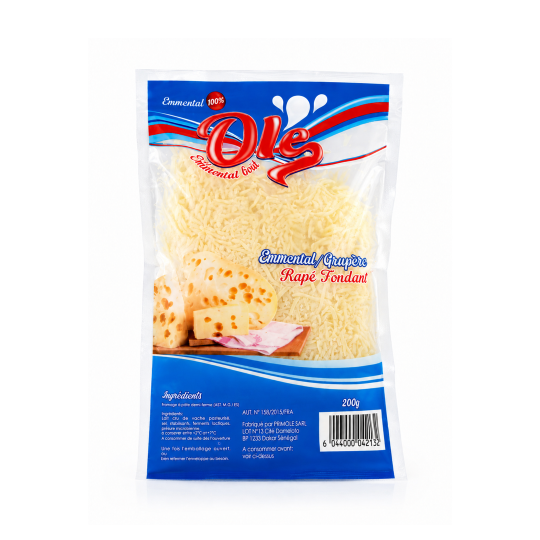 OLE – Fromage Emmental / Gruyère Râpé et Fondant – 200 g