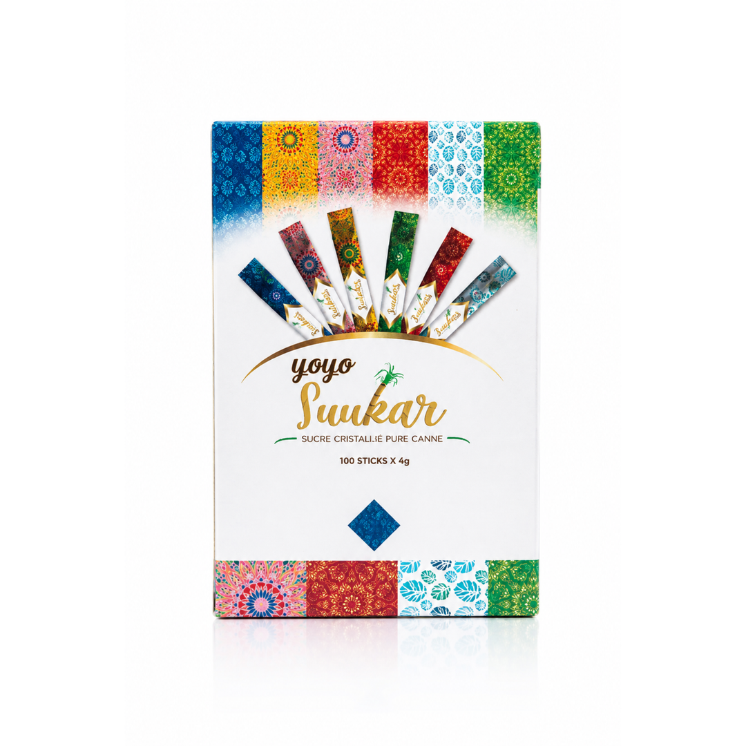 Yoyo Suukar – Sucre Cristallisé Pur Canne – 100 Sticks x 4 g