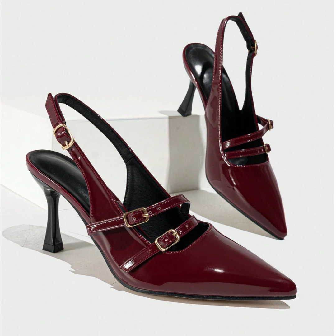 Escarpins Femme Élégants à Talons Fins – Bout Pointu et Brides Multiples - Pointure 39 - Couleur Rouge