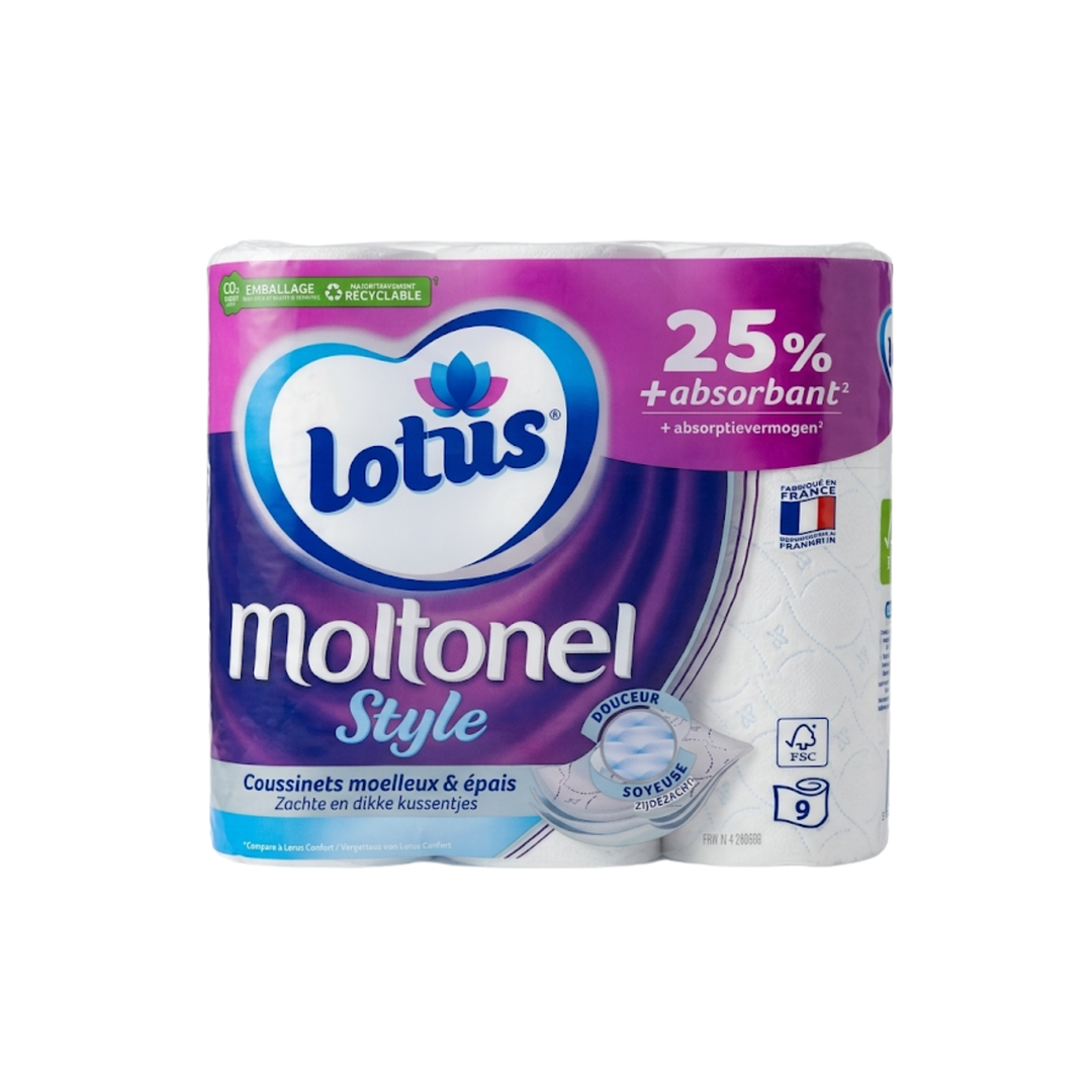 Lotus  – Papier Toilette Moltonel Style - 9 Rouleaux