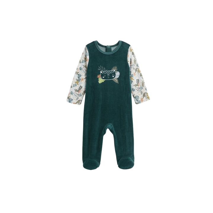 Petit Béguin – Pyjama Bébé en Velours Canopée – 9 Mois